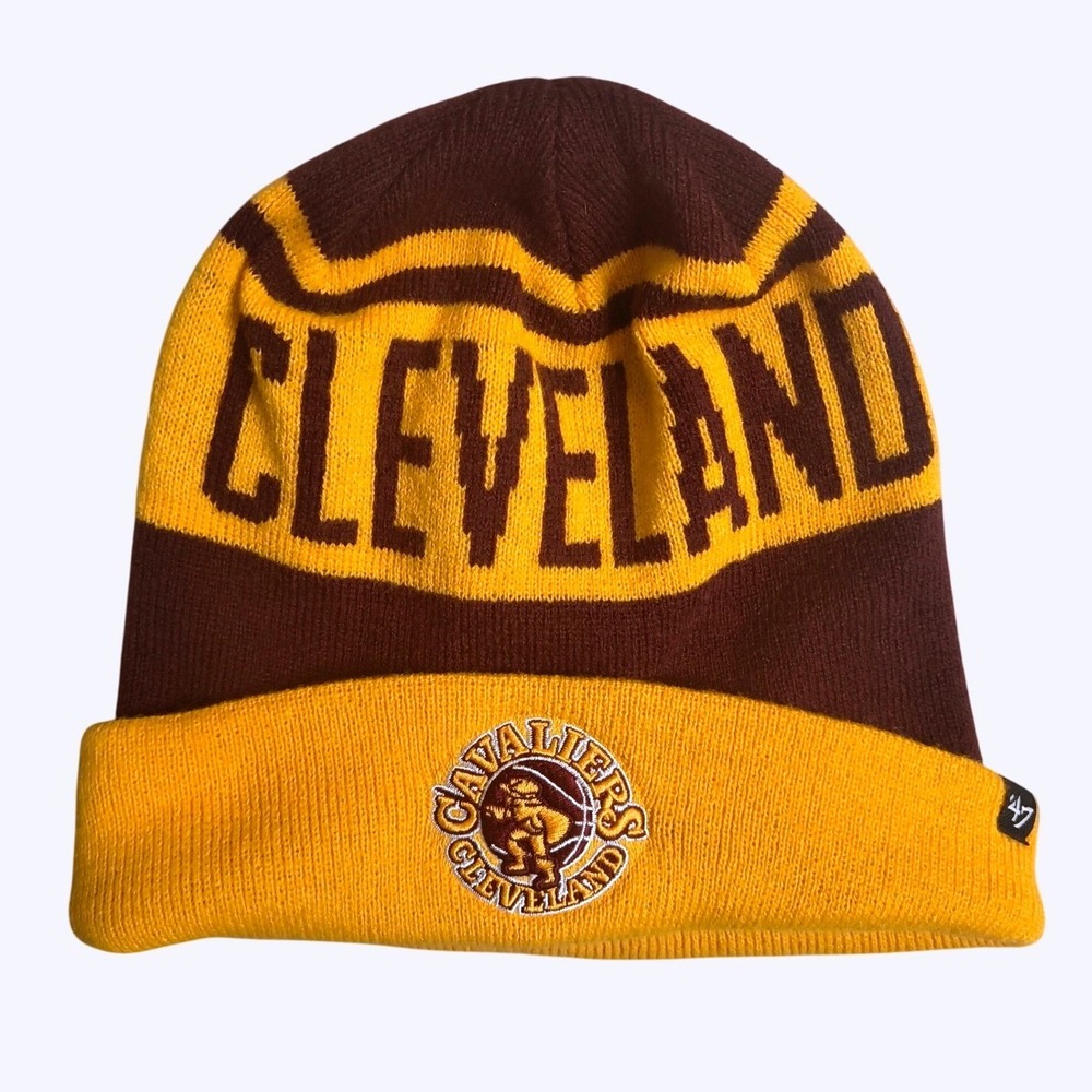 '47 Brand Cleveland Cavaliers Beanie Men OSFA Gold Wine Knit NBA Hat